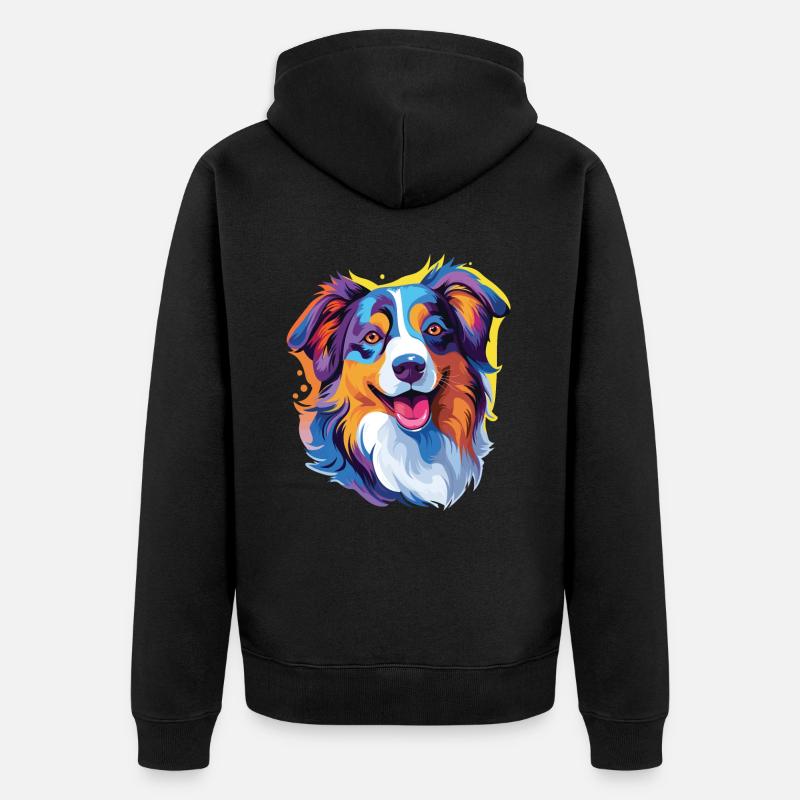 Australian Shepherd Pop Art - Unisex Premium Bio Zip Hoodie - Schwarz