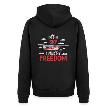 In The Sky I Find My Freedom Model Airplane - Unisex Premium Organic Zip Hoodie - black - Back - Nico (187cm)