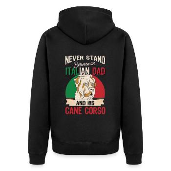 Papa italien et son Cane Corso - Veste à capuche bio Premium Unisexe - noir - Dos - Nico (187cm)