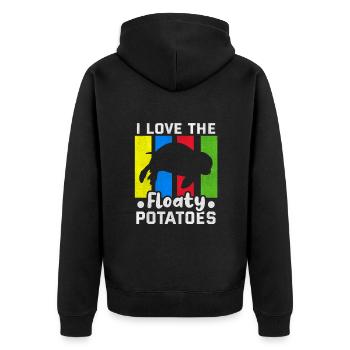 I love the floaty potatoes Manatee Seekuh - Unisex Premium Bio Zip Hoodie - Schwarz - Hinten - Nico (187cm)