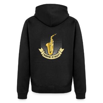 Saxophonist Orchester Musiker Saxophonspieler - Unisex Premium Bio Zip Hoodie - Schwarz - Hinten - Nico (187cm)