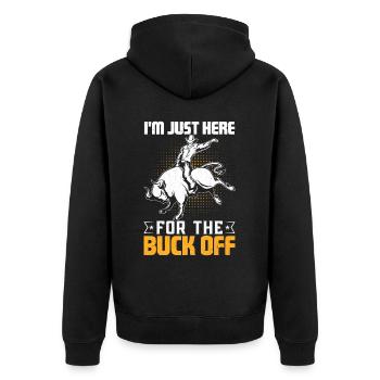 Stierreiter Stierreitender Cowboy - Unisex Premium Bio Zip Hoodie - Schwarz - Hinten - Nico (187cm)