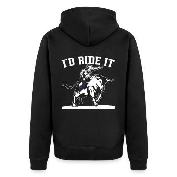 Bull Rider Bull Riding Cowboy - Unisex Premium Organic Zip Hoodie - black - Back - Nico (187cm)