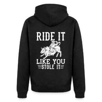 Bull Rider Bull Riding Cowboy - Unisex Premium Organic Zip Hoodie - black - Back - Nico (187cm)