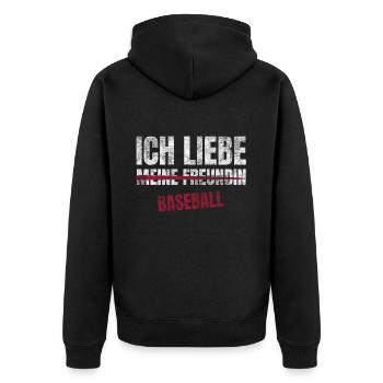 Baseball Ich Liebe Zeitvertreib Hobby - Unisex Premium Bio Zip Hoodie - Schwarz - Hinten - Nico (187cm)