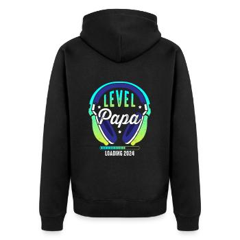 Papa Level Loading 2024 - Unisex Premium Organic Zip Hoodie - black - Back - Nico (187cm)