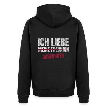 Bobfahren Ich Liebe Zeitvertreib Hobby - Unisex Premium Bio Zip Hoodie - Schwarz - Hinten - Nico (187cm)