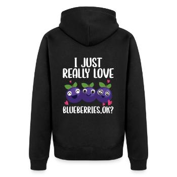 Blauberren Blauberre Geschenk - Unisex Premium Bio Zip Hoodie - Schwarz - Hinten - Nico (187cm)