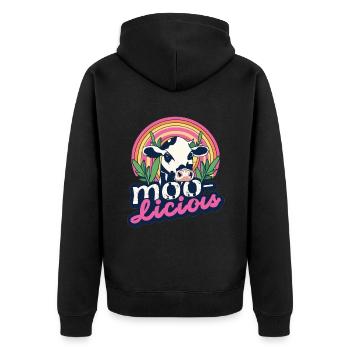 Kuh Kühe Moo-Licious Landwirt Kuhkopf - Unisex Premium Bio Zip Hoodie - Schwarz - Hinten - Nico (187cm)