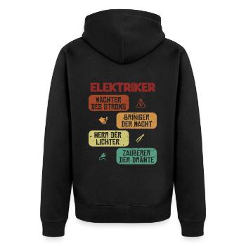 Wächter Bringer Herr Zauberer Elektrotechniker - Unisex Premium Bio Zip Hoodie - Schwarz - Hinten - Nico (187cm)