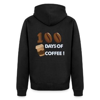 Funny 100 Days of Coffee - Coffee Teacher School - Unisex Premium Organic Zip Hoodie - black - Back - Nico (187cm)