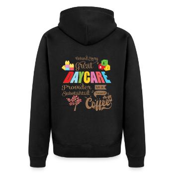 Coffee Behind Every Great - Coffee Teacher School - Unisex Premium Organic Zip Hoodie - black - Back - Nico (187cm)