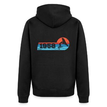 Wingfoil-Surfer Geburtstag Jahrgang 1958 geboren - Unisex Premium Bio Zip Hoodie - Schwarz - Hinten - Nico (187cm)