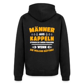 Kappeln Mann Kappelner - Unisex Premium Bio Zip Hoodie - Schwarz - Hinten - Nico (187cm)
