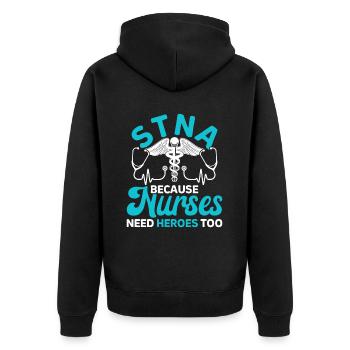 Altenpflegehelfer Pflegehelfer Pflegehelferin - Unisex Premium Bio Zip Hoodie - Schwarz - Hinten - Nico (187cm)
