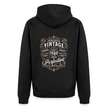 Millésime 1986 Anniversaire Légendaire Depuis 1986 - Veste à capuche bio Premium Unisexe - noir - Dos - Nico (187cm)