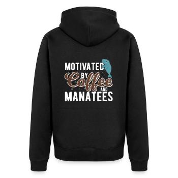 Motivated by coffee and Manatees Sweet Ocean Manatee - Unisex Premium Organic Zip Hoodie - black - Back - Nico (187cm)
