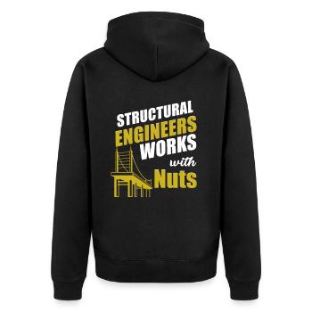Bauzimmermann Statiker Arbeiten Mit Muttern - Unisex Premium Bio Zip Hoodie - Schwarz - Hinten - Nico (187cm)