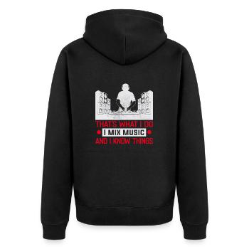 DJ Musik Turntable Club Musik Produzent - Unisex Premium Bio Zip Hoodie - Schwarz - Hinten - Nico (187cm)