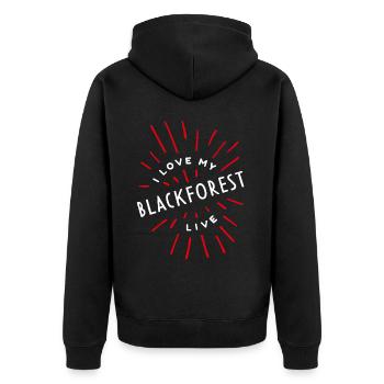 Schwarzwald Dorf Dorfleben Landei Bauern Land - Unisex Premium Bio Zip Hoodie - Schwarz - Hinten - Nico (187cm)