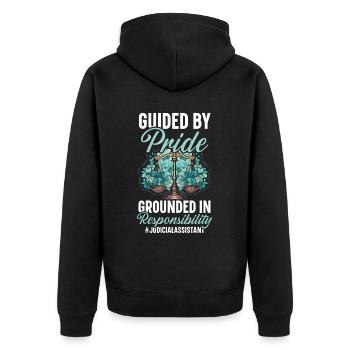 Juristischer Assistent Job Recht Richter im Gerichtssaal - Unisex Premium Bio Zip Hoodie - Schwarz - Hinten - Nico (187cm)