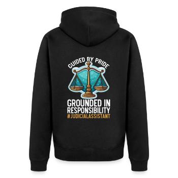 Juristischer Assistent Job Recht Richter im Gerichtssaal - Unisex Premium Bio Zip Hoodie - Schwarz - Hinten - Nico (187cm)