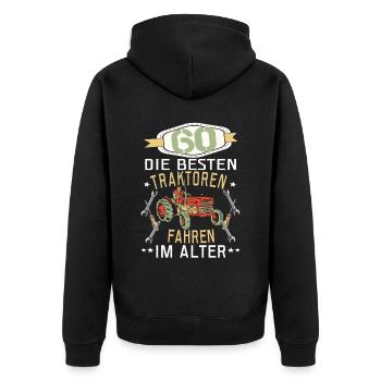 60 Geburtstag Traktor Treker Bauer Trecker Rentner - Unisex Premium Bio Zip Hoodie - Schwarz - Hinten - Nico (187cm)
