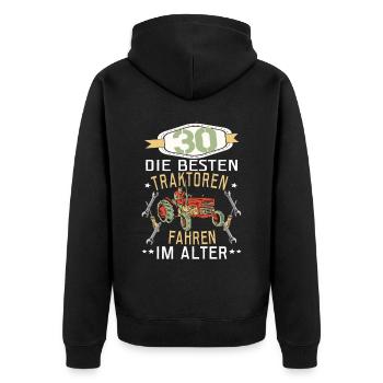30 Geburtstag Traktor Treker Bauer Trecker Rentner - Unisex Premium Bio Zip Hoodie - Schwarz - Hinten - Nico (187cm)
