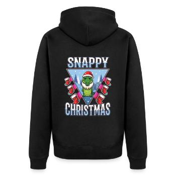 Snappy christmas - Unisex Premium Organic Zip Hoodie - black - Back - Nico (187cm)