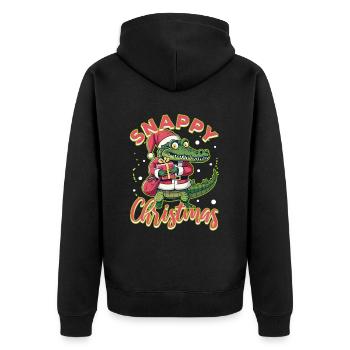Snappy christmas - Unisex Premium Organic Zip Hoodie - black - Back - Nico (187cm)