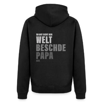 Welt Beschder Papa Bester Vater Schwäbisch Schwabe - Unisex Premium Bio Zip Hoodie - Schwarz - Hinten - Nico (187cm)