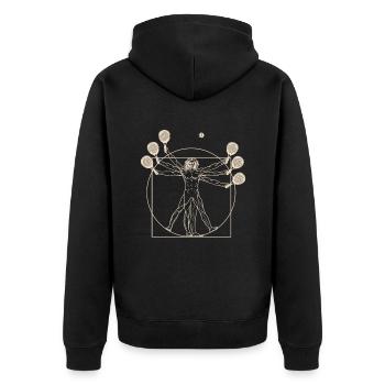 Vitruvian Man Padel Tennis Paddle - Veste à capuche bio Premium Unisexe - noir - Dos - Nico (187cm)