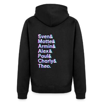 Techno Aesthetic Goth Rave 90er DJ Festival - Unisex Premium Bio Zip Hoodie - Schwarz - Hinten - Nico (187cm)