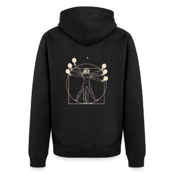 Vitruvian Man Pingpong Table Tennis Ping-Pong - Unisex Premium Organic Zip Hoodie - black - Back - Nico (187cm)