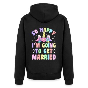 Wedding Bridal Shower - Unisex Premium Organic Zip Hoodie - black - Back - Nico (187cm)