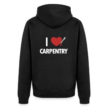 I love Carpentry Tischler Holztechniker Schreiner - Unisex Premium Bio Zip Hoodie - Schwarz - Hinten - Nico (187cm)