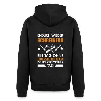 Endlich wieder Schreinern Carpenter - Unisex Premium Bio Zip Hoodie - Schwarz - Hinten - Nico (187cm)