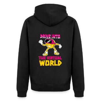 VR Brille Virtual Reality Gaming - Unisex Premium Bio Zip Hoodie - Schwarz - Hinten - Nico (187cm)