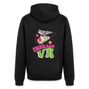 VR Brille Virtual Reality Gaming - Unisex Premium Bio Zip Hoodie - Schwarz - Hinten - Nico (187cm)