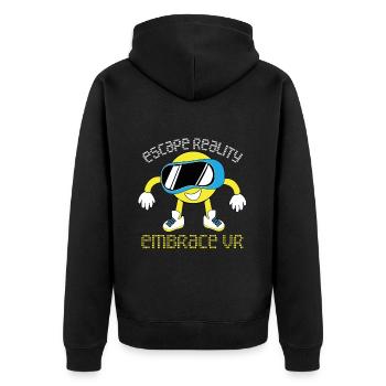 VR Brille Virtual Reality Gaming - Unisex Premium Bio Zip Hoodie - Schwarz - Hinten - Nico (187cm)