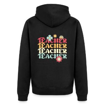 Teacher Retro Design - Back To School For Teachers - Unisex Premium Organic Zip Hoodie - black - Back - Nico (187cm)
