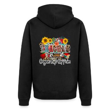 Crayons Kids Caffeine - Back To School For Teachers - Unisex Premium Organic Zip Hoodie - black - Back - Nico (187cm)