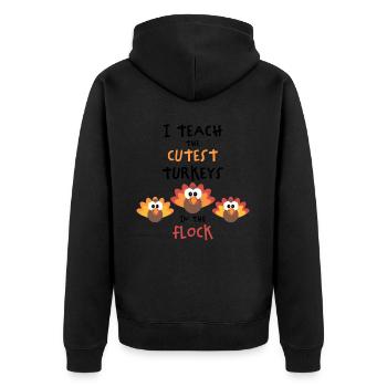 I Teach The Cutest Turkeys - Thankful Teacher - Unisex Premium Organic Zip Hoodie - black - Back - Nico (187cm)