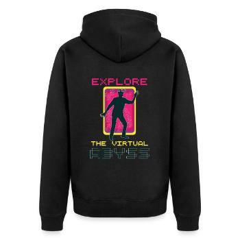 VR Brille Virtual Reality Gaming - Unisex Premium Bio Zip Hoodie - Schwarz - Hinten - Nico (187cm)
