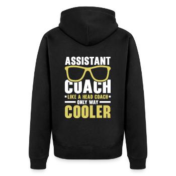 Assistant Coach Sport Trainer Team Coaching - Unisex Premium Bio Zip Hoodie - Schwarz - Hinten - Nico (187cm)