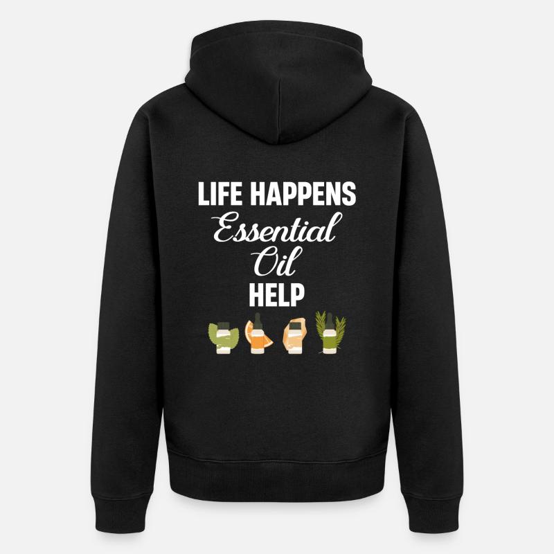 Life Happens Ätherische Öle Helfen - Unisex Premium Bio Zip Hoodie - Schwarz