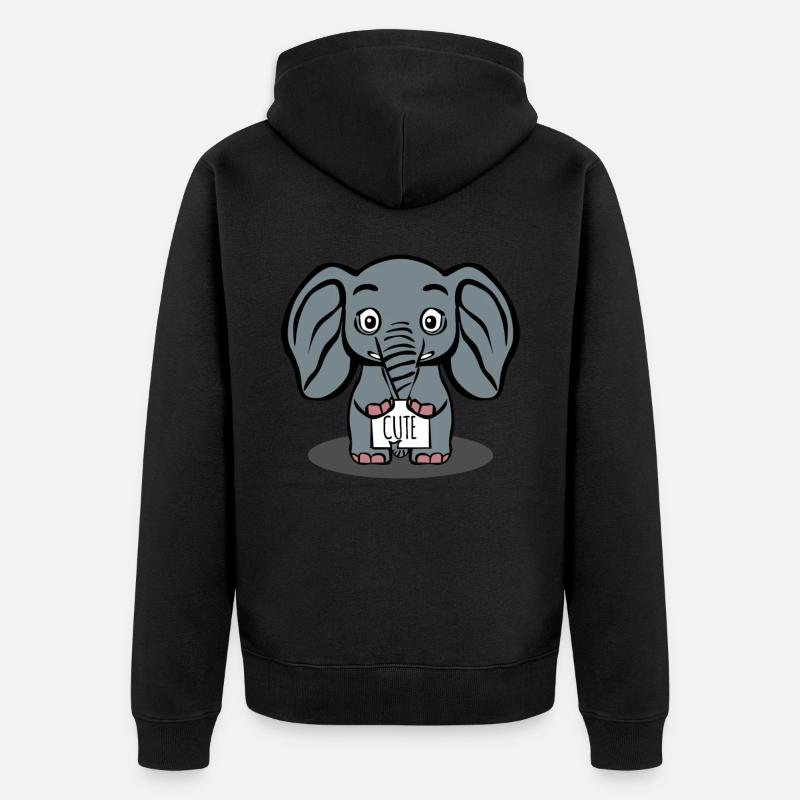 Éléphant Éléphants mignons - Veste à capuche bio Premium Unisexe - noir