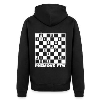 Chess Premove Premoving - Unisex Premium Bio Zip Hoodie - Schwarz - Hinten - Nico (187cm)