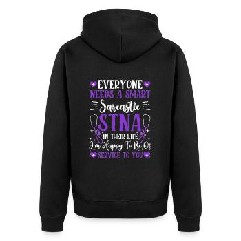 Service To You - State Tested Nursing Assistant - Unisex Premium Organic Zip Hoodie - black - Back - Nico (187cm)