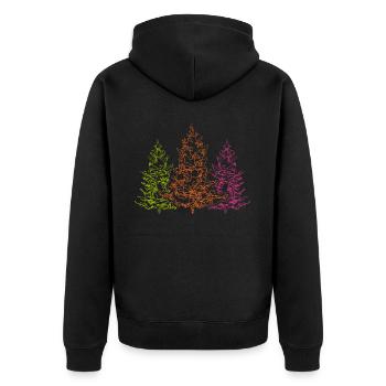 Line Art Forêt Noire Arbre de Noël Village Festival Landei - Veste à capuche bio Premium Unisexe - noir - Dos - Nico (187cm)